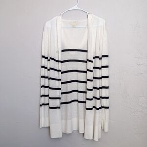 Cynthia Rowley Linen Blend Striped Hooded Cardigan Women's Size XL